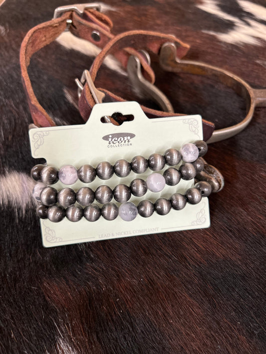 Odessa Silvertone and Black Bracelets - Sweetwater Boutique 