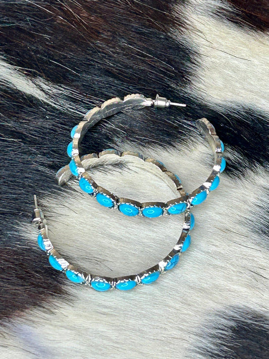 Turquoise C Hoops - Sweetwater Boutique 