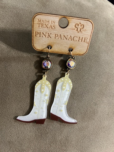 Pretty in White Boot Earrings