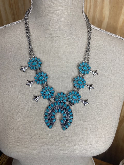 Turquoise Squash Blossom Necklace - Sweetwater Boutique 