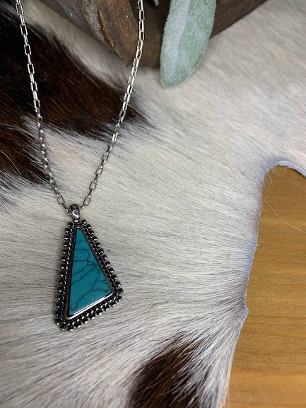 Teal Triangle Necklace - Sweetwater Boutique 