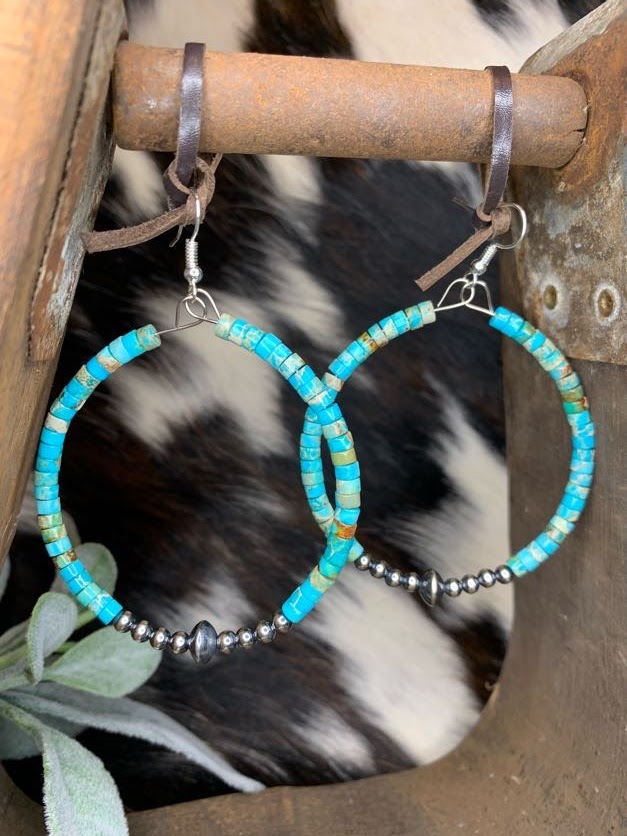 Navajo Pearl Hoops - Sweetwater Boutique 
