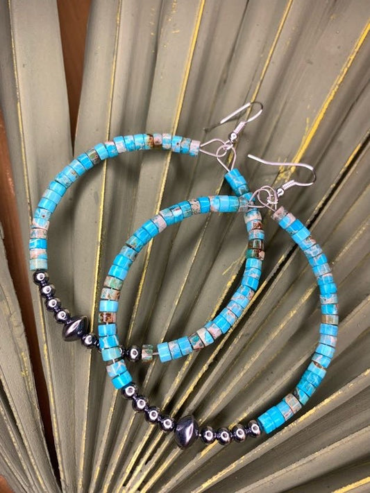 Navajo Pearl Hoops - Sweetwater Boutique 