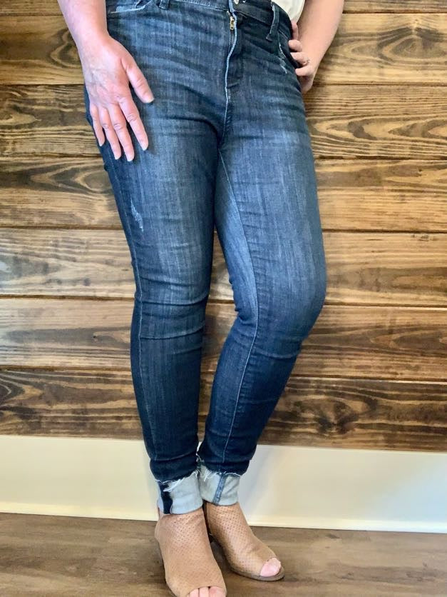 Judy Blue Cuffed Dark Jeans - Sweetwater Boutique 