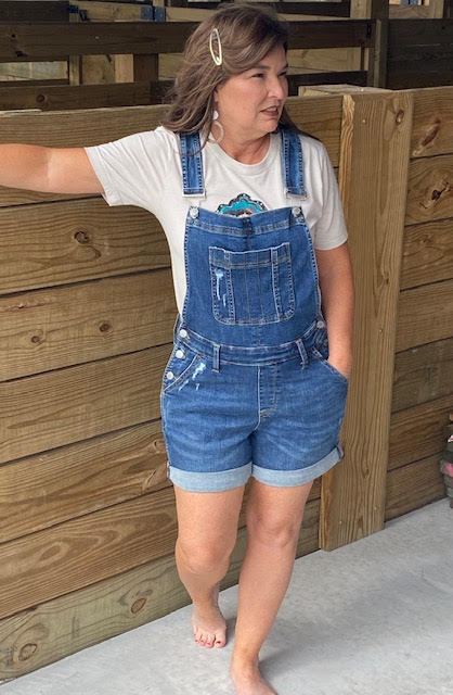 Destroyed and Double Cuffed Shorts Overalls - Sweetwater Boutique 