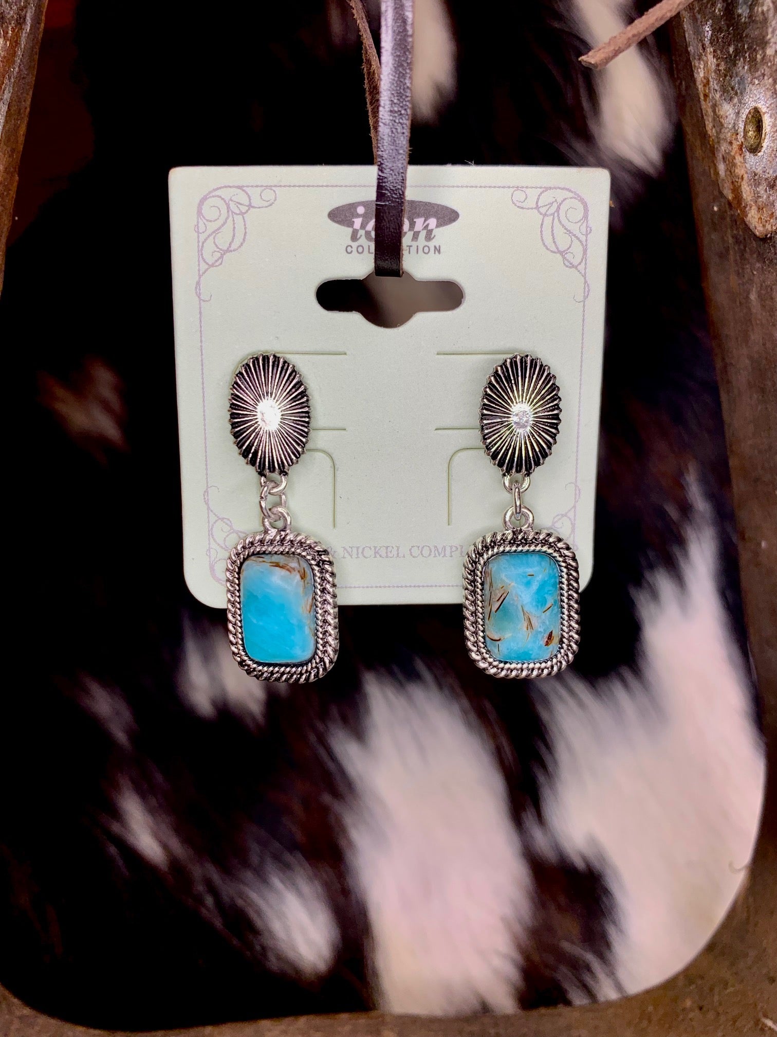Turquoise and Silver Drop Earrings - Sweetwater Boutique 