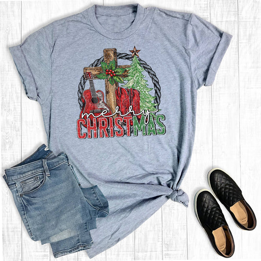 Western Rodeo Merry Christmas Graphic Tee - Sweetwater Boutique 