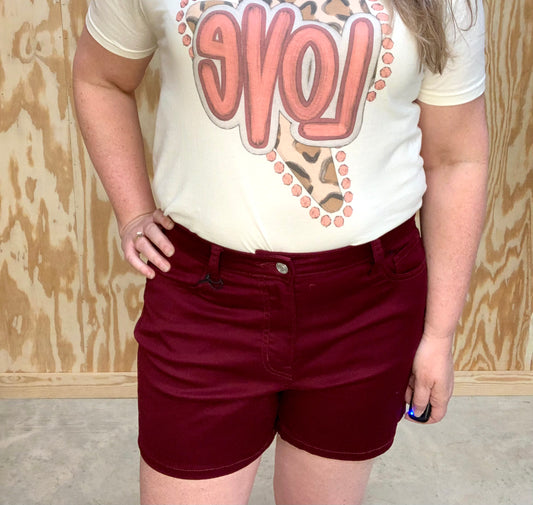 Burgundy Shorts - Sweetwater Boutique 